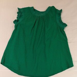 Voy Green Sleeveless Ruffle Top